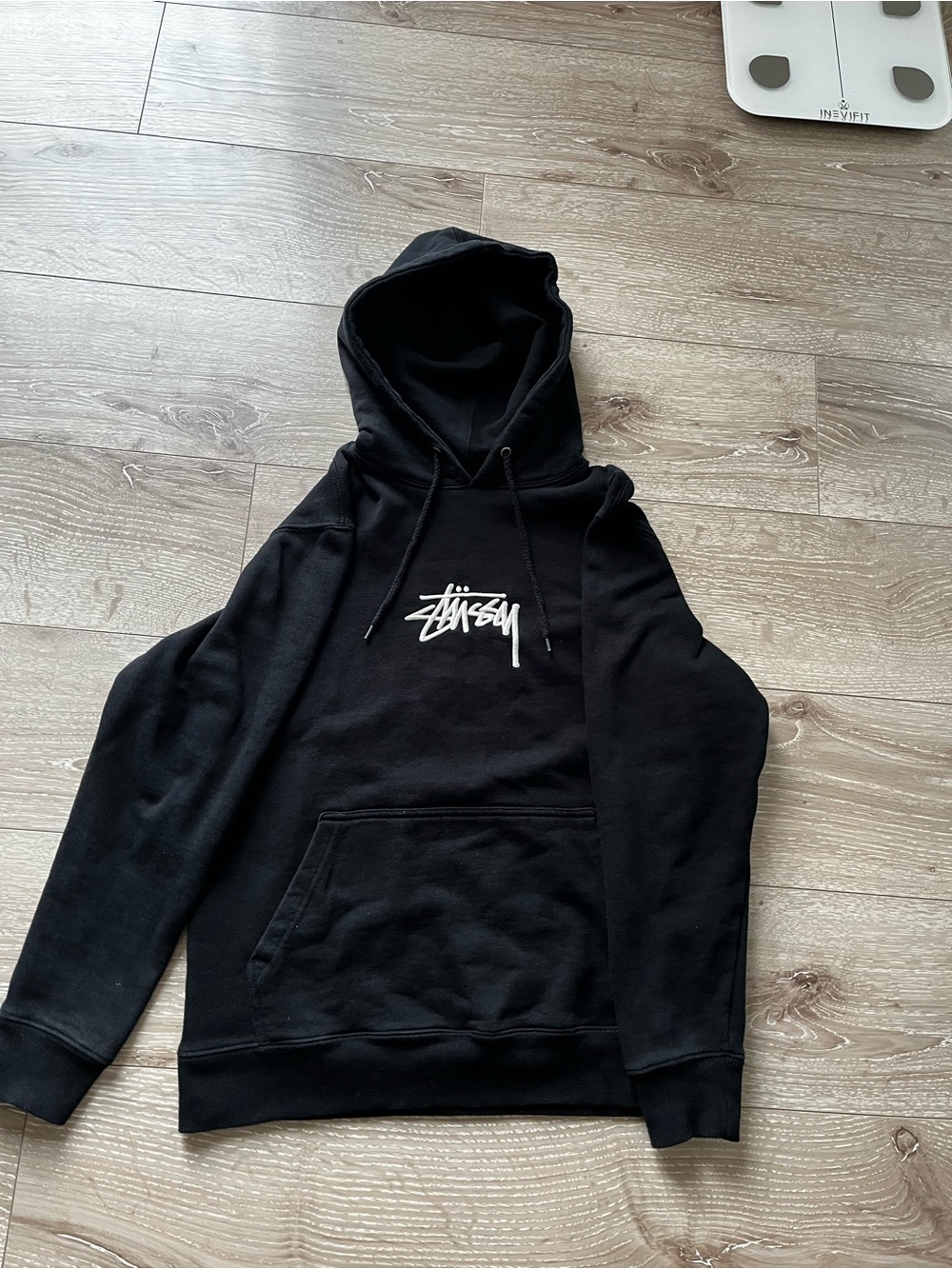 Stussy Black Pullover Hoodie with White Logo